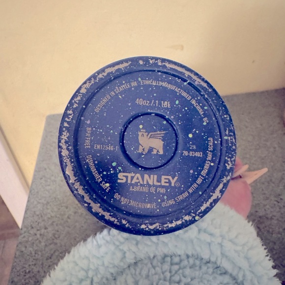 Used good condition Stanley Blue Speckled Travel Mug w accessories. - Picture 3 of 10